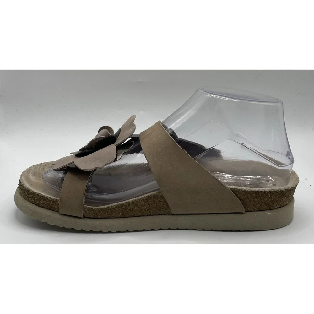 Mephisto Helen Flower Women Brown Leather Air Relax Comfort Cork Sandal Size 37
